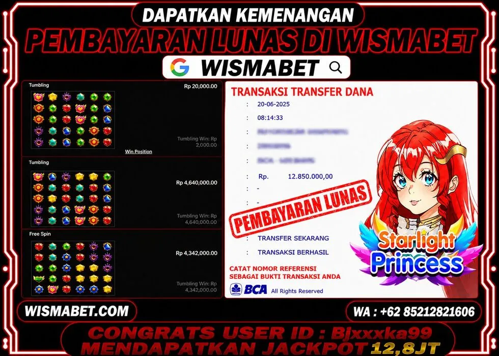 BUKTI KEMENANGAN Starlight Princess Rp12,800,000- LUNAS